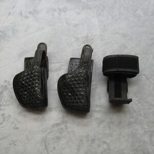 2 Pc Don Hume Black Leather Double Magazine Holder Officer Duty H-745-4" VTG